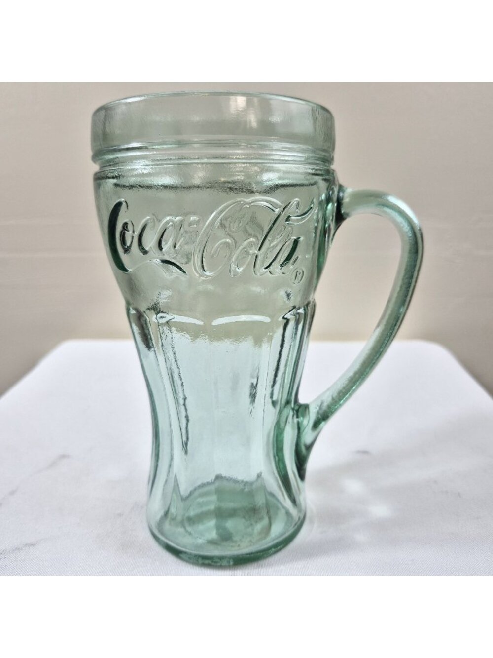 2001 Coca-Cola Genuine Mug Contour Bottle Glass Stein Indiana Glass USA
